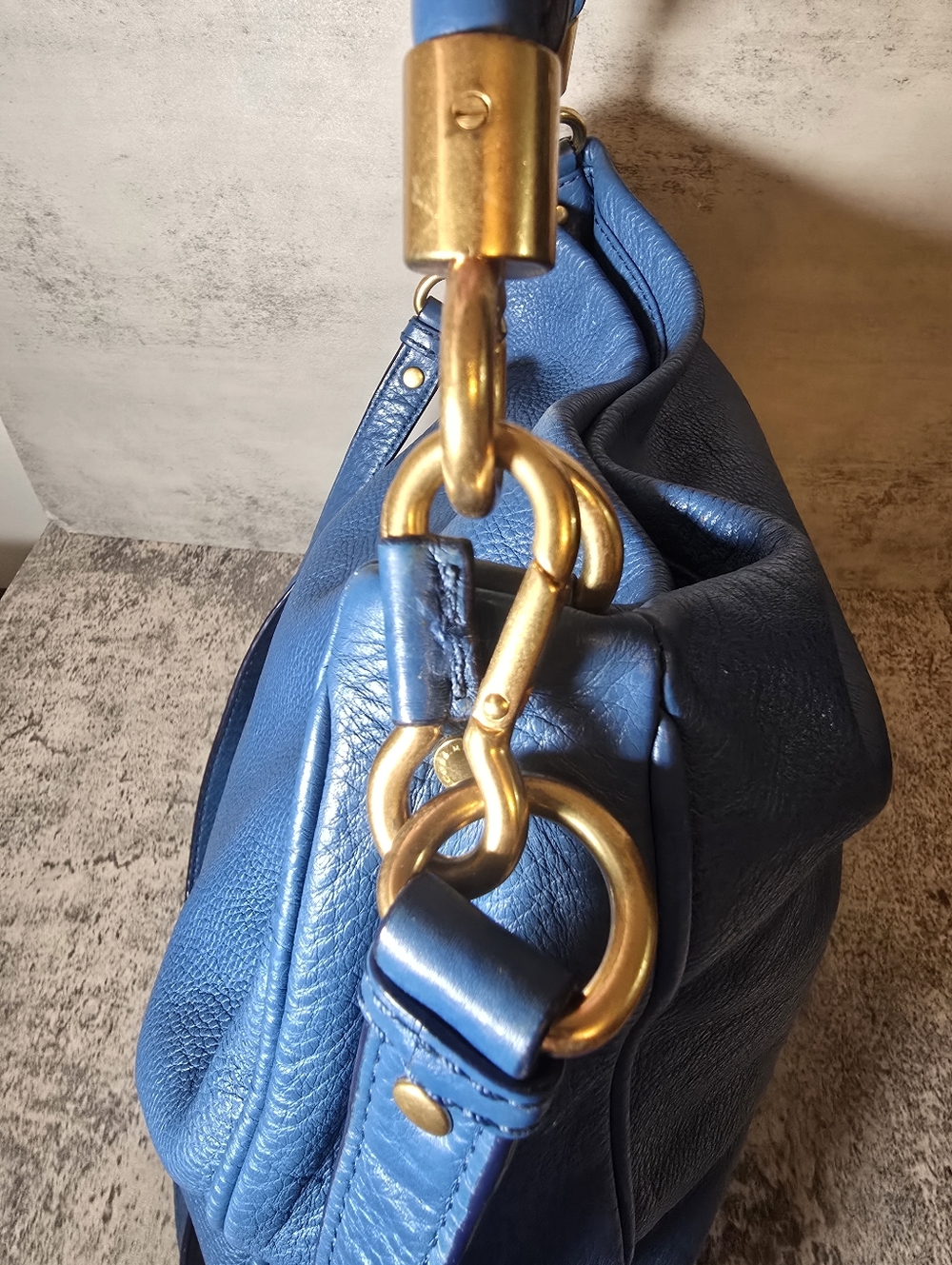Marc by Marc Jacobs Hobo Leather Bag Crossbody Shoulder Teal Blue - Picture 3 of 11